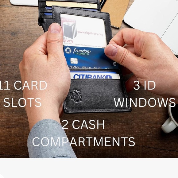 NWOT tealth Mode Leather Trifold RFID Wallet For Men With Flip Out ID Holder - Picture 7 of 8